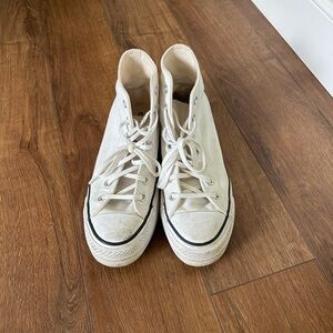 White platform converse high tops